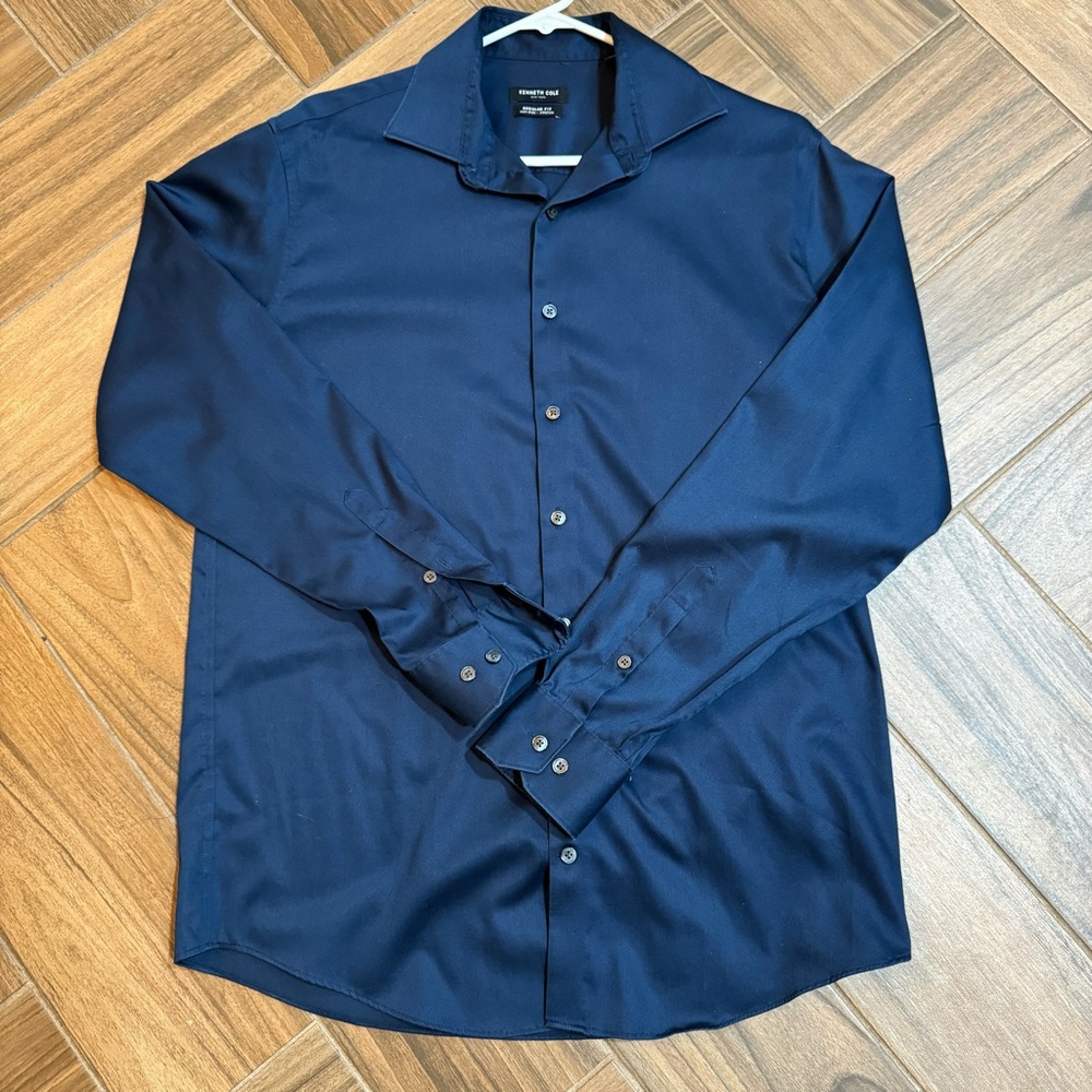 Kenneth Cole New York long sleeves dress shirt, Navy Blue